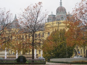 Walking to the Zagreb train station.