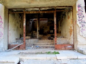 Shelled out doorway.